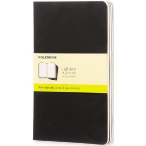Moleskine Notizbuch A5 Blanko, Schwarz, 3-teilig