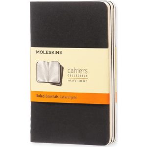 Moleskine Notizbuch A6 Liniert, Schwarz, 3-teilig