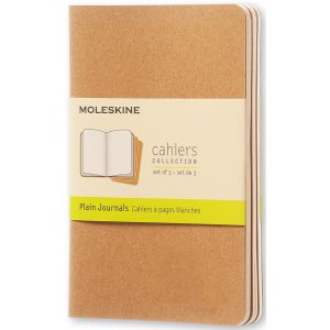 Moleskine Notizbuch A6 Blanko, Hellbraun, 3-teilig