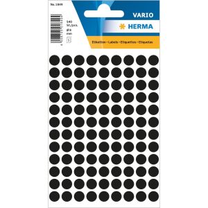 Herma Stickers Klebepunkte Vario Ø 8 mm, Schwarz