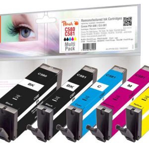 Peach Tintenset Canon PGI-580 / CLI-581 BK, PBK, C, M, Y