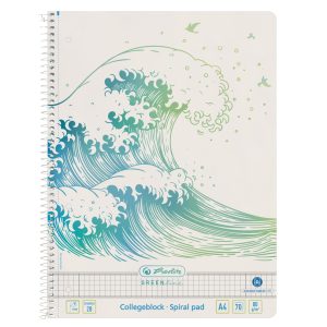 Herlitz Notizheft Greenline A4, Kariert, Welle