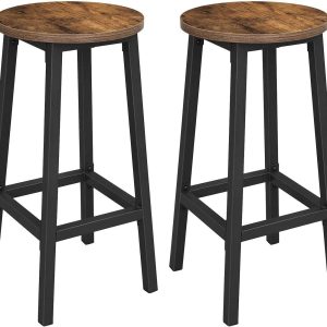 VASAGLE Barhocker rund, 2er Set 32 x 65 cm, Schwarz/Braun