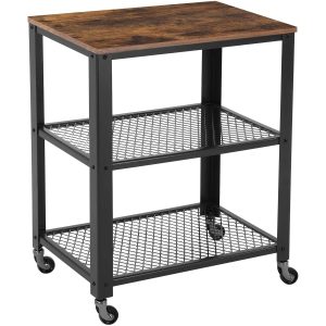 VASAGLE Bartrolley mit Rollen, 60 x 77.5 cm, Schwarz/Braun