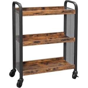 VASAGLE Bartrolley mit Rollen 66 x 85 cm, Schwarz/Braun