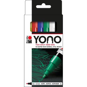 Marabu Acrylmarker YONO Set 0.5 – 1.5 mm, 6-teilig, Mehrfarbig