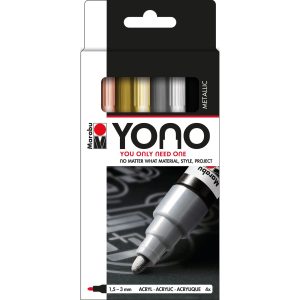 Marabu Acrylmarker YONO Set 1.5 – 3 mm, 4-teilig, Metall