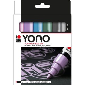 Marabu Acrylmarker YONO Set 1.5 – 3 mm 6-teilig, Pastell