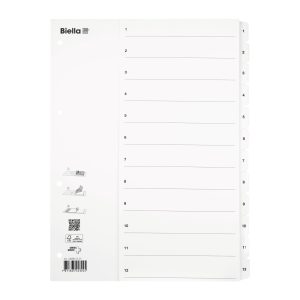 Biella Register A4 1 – 12 Karton Weiss