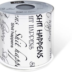 Paper + Design Toilettenpapier Shit happens  Rollen, 3-lagig, Weiss