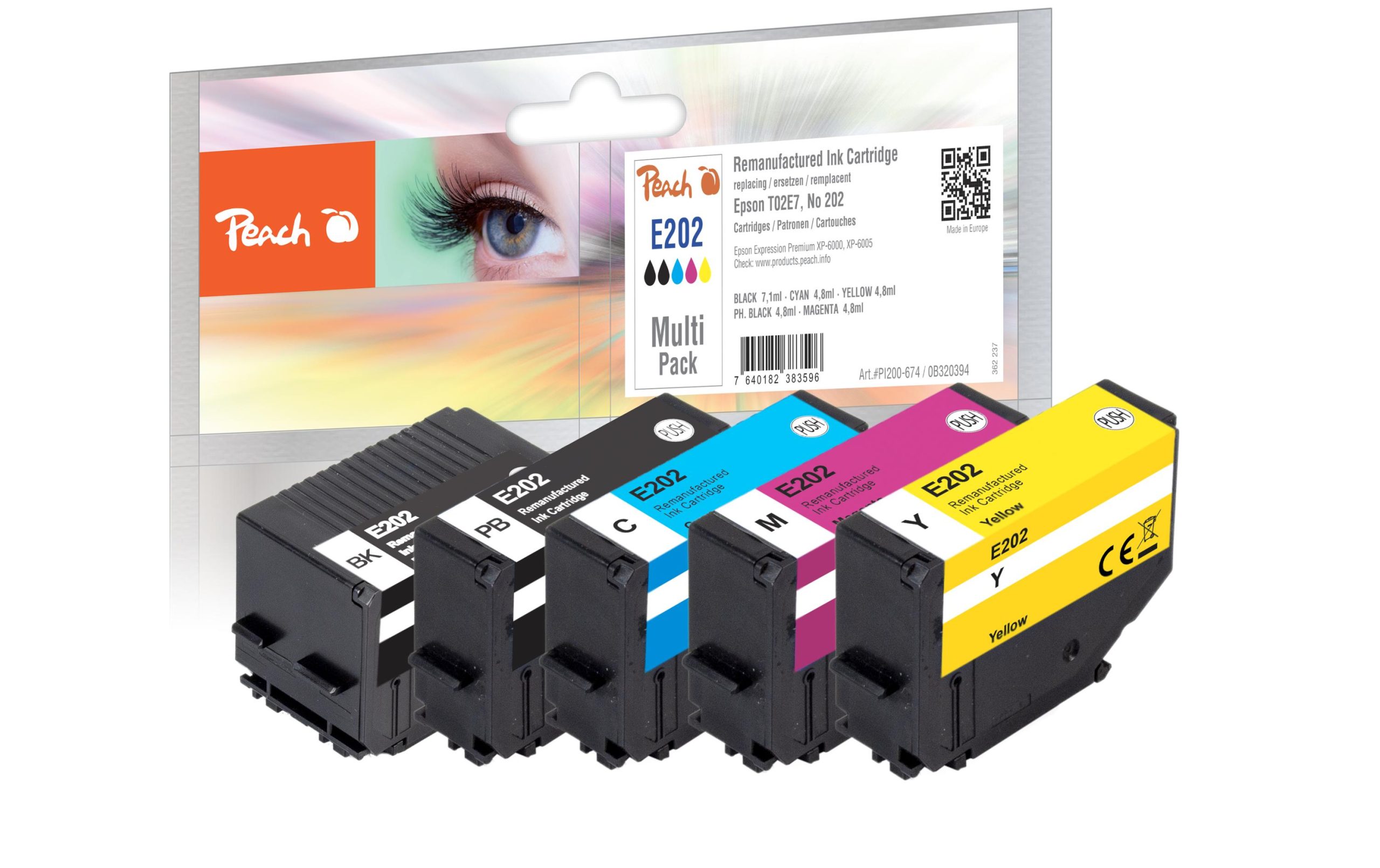 Peach Tinte Epson Nr. 202 BK, PHBK, C, M, Y