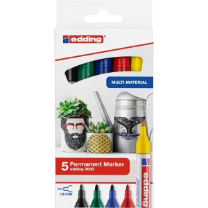 edding Permanent-Marker 3000 5 Stück, Grün/Gelb/Blau/Rot