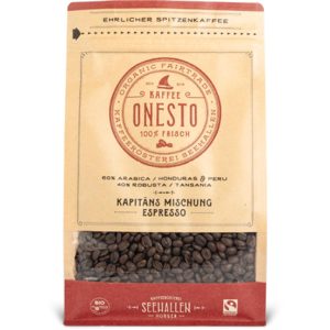 ONESTO Kaffeebohnen Bio Kapitäns Mischung 1 kg