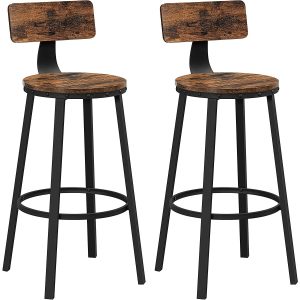 VASAGLE Barhocker 2er Set 54 x 99 cm, Schwarz/Braun