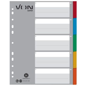 VON Register Kartonregister Blanko 5 Taben, A4, 1-5