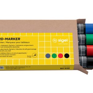 Sigel Whiteboard-Marker 4 Stück, Schwarz/Blau/Grün/Rot
