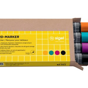 Sigel Whiteboard-Marker 4 Stück, Schwarz/Türkis/Magenta/Orange