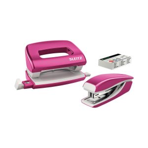 Leitz Locher und Mini-Heftgerät WOW 10 Seiten, Pink