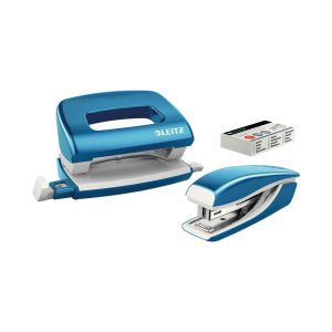 Leitz Locher und Mini-Heftgerät WOW 10 Seiten, Blau
