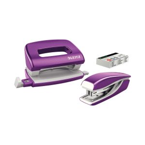 Leitz Locher und Mini-Heftgerät WOW 10 Seiten, Violett