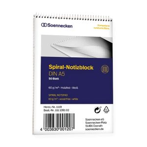 Soennecken Spiralblock A5, 50 Blätter, kariert