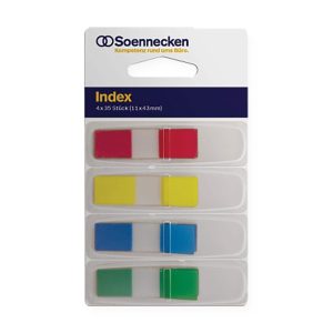 Soennecken Page Marker Index Mini, 1.25 x 4.3 cm, Blau/Gelb/Grün/Rot