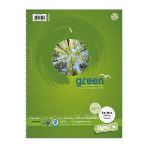 Ursusgreen Notizheft Green Collegeblock A4, Kariert, 80 Blatt