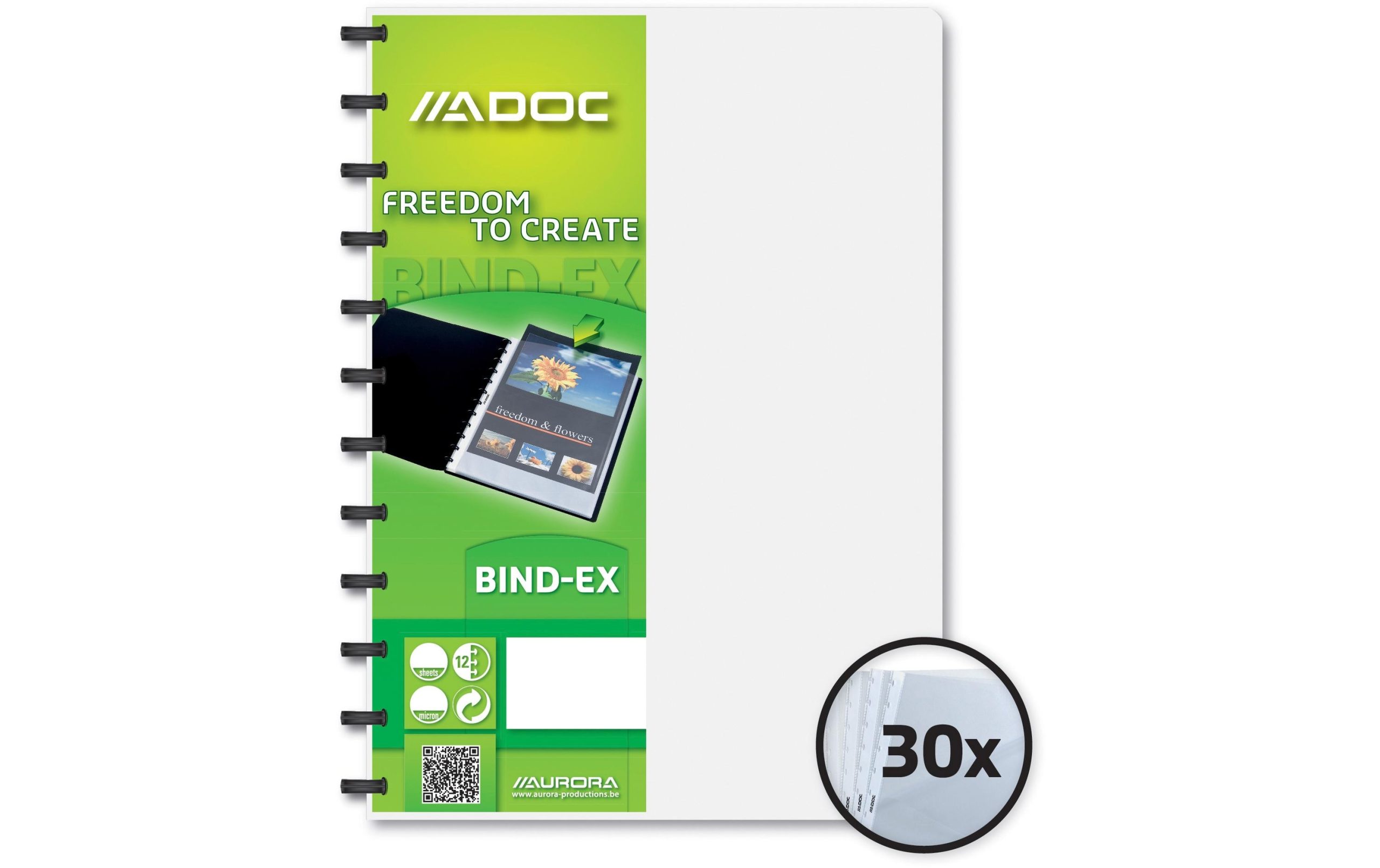 Adoc Sichtbuch Bind-Ex A4, 30 Taschen, Tranpsarent