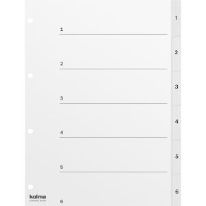 Kolma Register A4 Weiss. PP 1-6