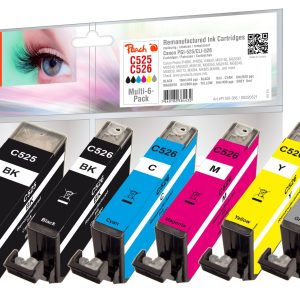 Peach Tinte Canon PGI-525/CLI-526 Multi-6-Pack C, M, Y, BK