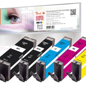 Peach Tintenset Canon PGI-580XL / CLI-581XL BK, PBK, C, M, Y