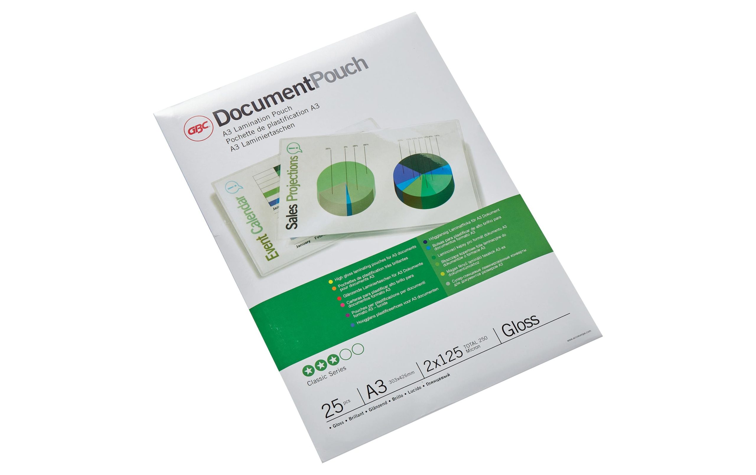 GBC Laminierfolie Document A3, 125 mic, 25 Stück, glänzend