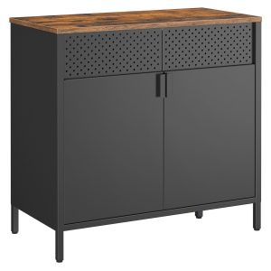 Songmics Kommode 80 x 40 x 76 cm, Schwarz/Braun
