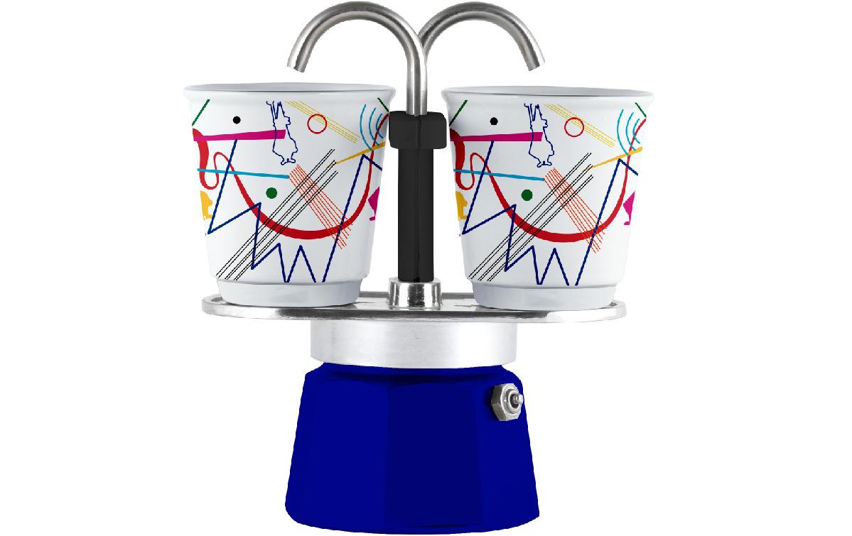 Bialetti Espressokocher Mini Express Kandinsky 2 Tassen, Blau