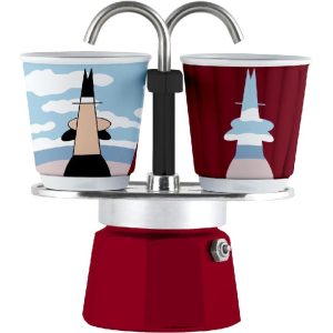 Bialetti Espressokocher Mini Express Magritte 2 Tassen, Rot