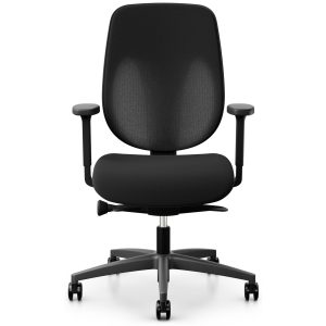 Giroflex Bürostuhl 353 mit Netzrücken und Armlehnen, Schwarz
