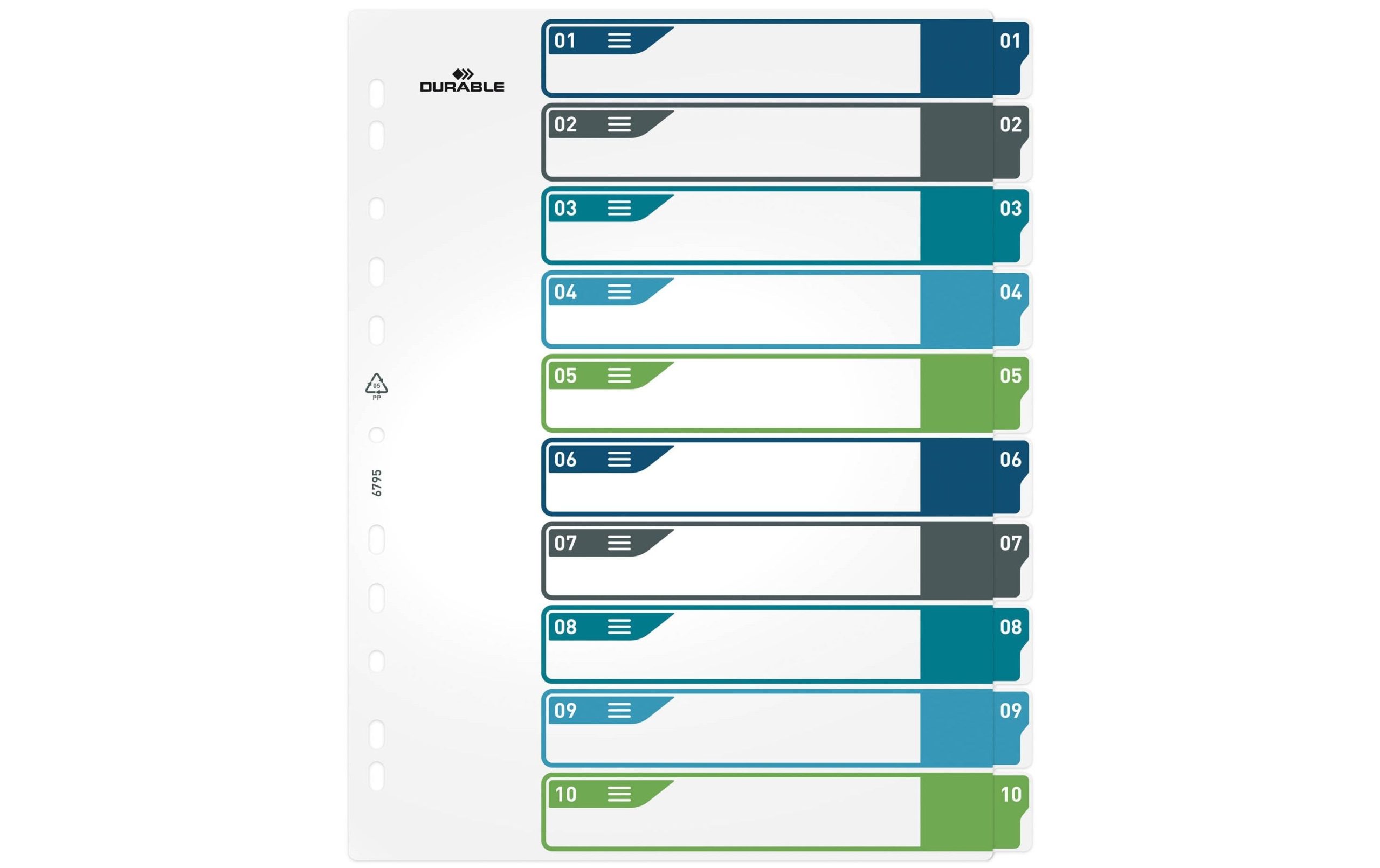 DURABLE Register A4+, 1-10, 5-farbig