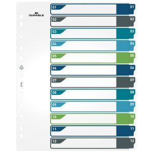 DURABLE Register A4+, 1-12, 5-farbig