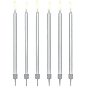 Partydeco Kerze 12.5 cm, 12-teiig, Silber