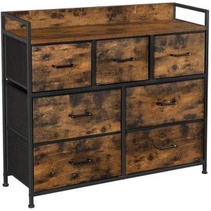 Songmics Kommode Industriell 98 cm x 85 cm, Schwarz/Braun