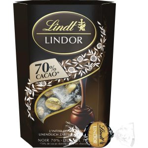 Lindt Schokoladen-Pralinen Lindor Kugeln Dunkel 70% Kakao 200 g