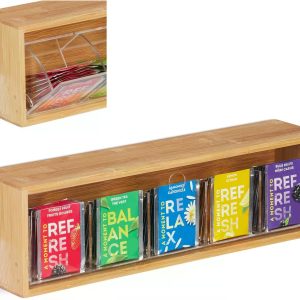 relaxdays Teebeutel-Box Braun