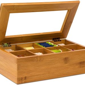 relaxdays Teebeutel-Box Braun