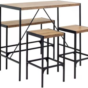 AC Design Bartisch Bahamas 4-er Set, Schwarz/Braun