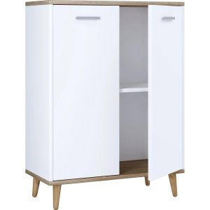 VCM Kommode Landos 60 x 81.4 cm, Weiss/Honig-Eiche