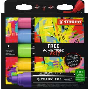 STABILO Acrylmarker Free Acrylic T800C Seasi 5-Etui