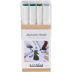 Creativ Company Kalligraphiemarker 1+ 8 mm, 12 Stück, Naturfarben