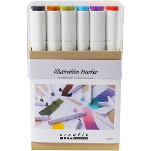 Creativ Company Kalligraphiemarker 1+ 8 mm, 24 Stück, Pastellfarben