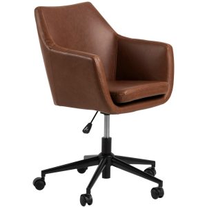 AC Design Bürostuhl Nora, mit Polsterrücken und Armlehnen, Cognac