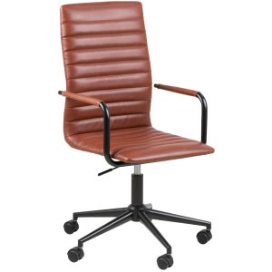 AC Design Bürostuhl Winslow, mit Polsterrücken und Armlehnen, Cognac